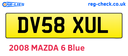 DV58XUL are the vehicle registration plates.