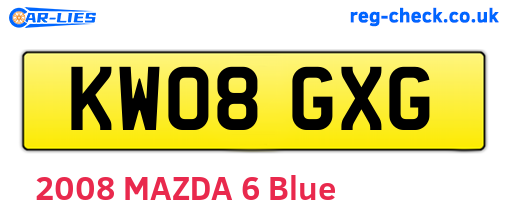 KW08GXG are the vehicle registration plates.