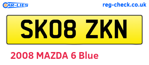 SK08ZKN are the vehicle registration plates.