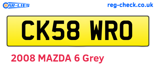 CK58WRO are the vehicle registration plates.