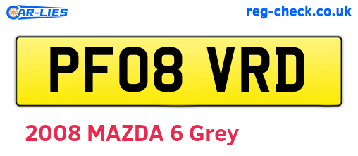 PF08VRD are the vehicle registration plates.