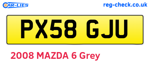 PX58GJU are the vehicle registration plates.