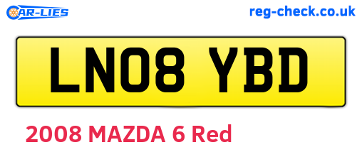 LN08YBD are the vehicle registration plates.
