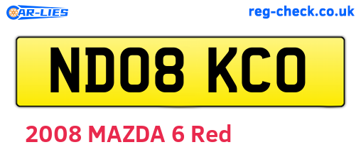 ND08KCO are the vehicle registration plates.
