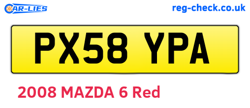 PX58YPA are the vehicle registration plates.