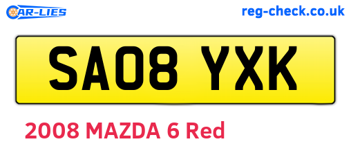 SA08YXK are the vehicle registration plates.