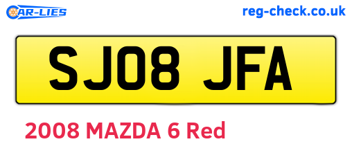 SJ08JFA are the vehicle registration plates.