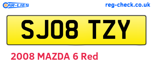 SJ08TZY are the vehicle registration plates.