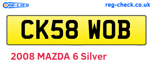 CK58WOB are the vehicle registration plates.