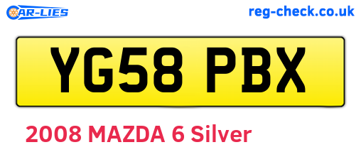 YG58PBX are the vehicle registration plates.
