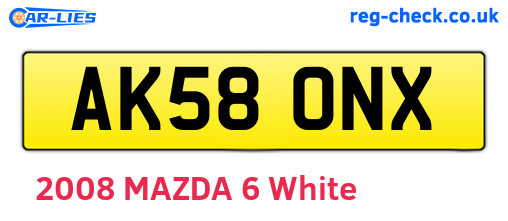 AK58ONX are the vehicle registration plates.