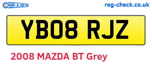YB08RJZ are the vehicle registration plates.