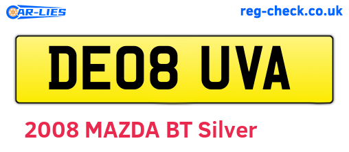 DE08UVA are the vehicle registration plates.