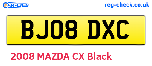 BJ08DXC are the vehicle registration plates.