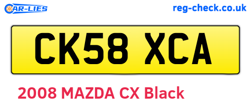 CK58XCA are the vehicle registration plates.
