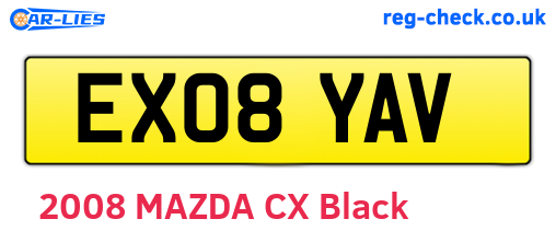 EX08YAV are the vehicle registration plates.