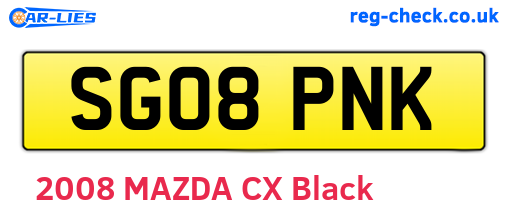 SG08PNK are the vehicle registration plates.