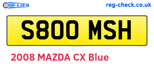 S800MSH are the vehicle registration plates.