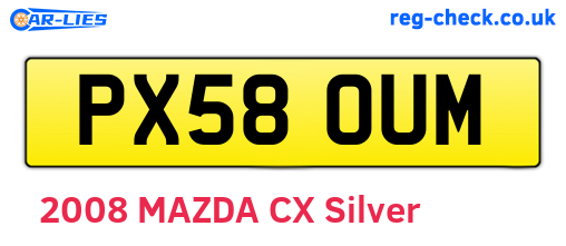 PX58OUM are the vehicle registration plates.