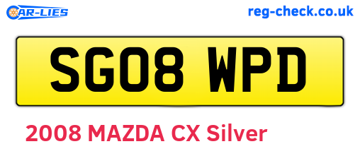 SG08WPD are the vehicle registration plates.