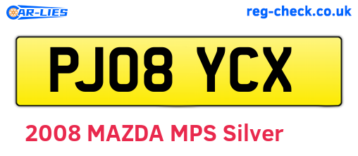 PJ08YCX are the vehicle registration plates.