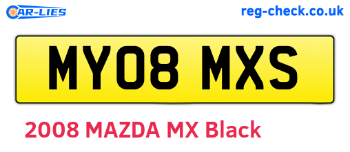 MY08MXS are the vehicle registration plates.