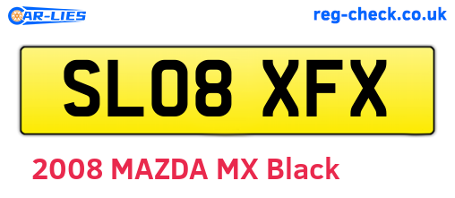 SL08XFX are the vehicle registration plates.