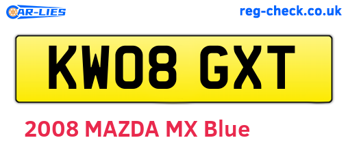 KW08GXT are the vehicle registration plates.