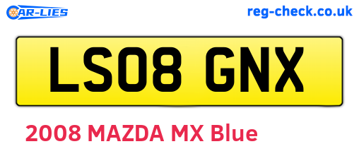 LS08GNX are the vehicle registration plates.