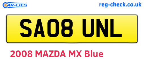 SA08UNL are the vehicle registration plates.