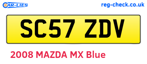 SC57ZDV are the vehicle registration plates.