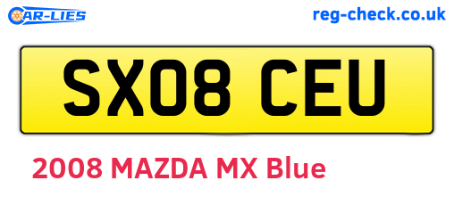 SX08CEU are the vehicle registration plates.