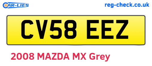 CV58EEZ are the vehicle registration plates.