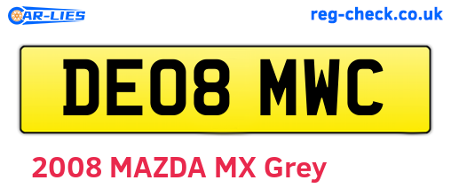 DE08MWC are the vehicle registration plates.