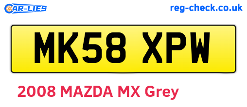 MK58XPW are the vehicle registration plates.