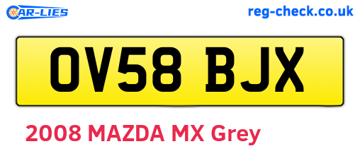 OV58BJX are the vehicle registration plates.
