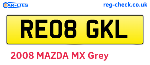 RE08GKL are the vehicle registration plates.