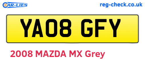 YA08GFY are the vehicle registration plates.