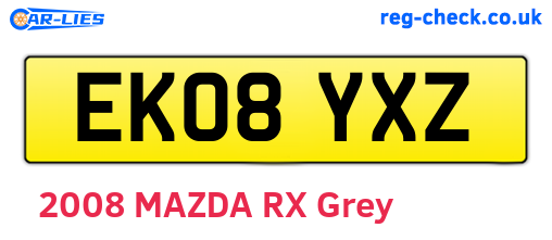 EK08YXZ are the vehicle registration plates.