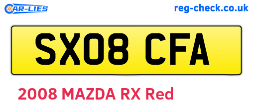 SX08CFA are the vehicle registration plates.