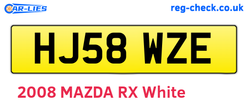 HJ58WZE are the vehicle registration plates.