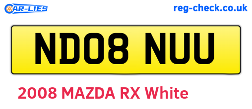 ND08NUU are the vehicle registration plates.