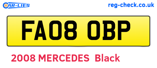 FA08OBP are the vehicle registration plates.
