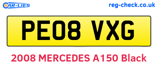 PE08VXG are the vehicle registration plates.