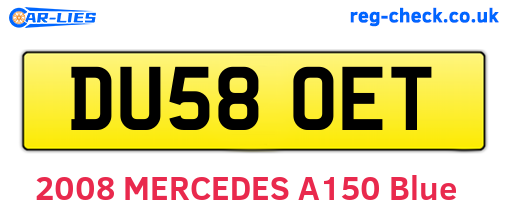 DU58OET are the vehicle registration plates.