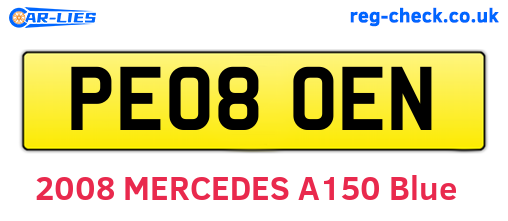PE08OEN are the vehicle registration plates.