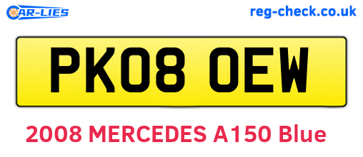 PK08OEW are the vehicle registration plates.