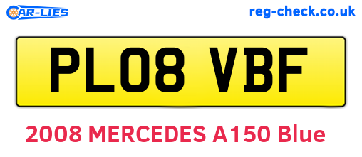 PL08VBF are the vehicle registration plates.