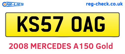 KS57OAG are the vehicle registration plates.