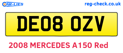 DE08OZV are the vehicle registration plates.